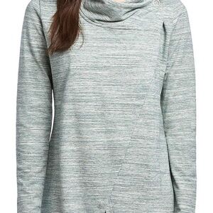 Danskin Women's Green French Terry Bliss Button Top Wrap Cardigan Sz M